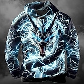 economico Stampa animale-Per uomo Drago 3D Felpa con Cappuccio Felpa Cool Festa Manica Lunga Girocollo Club Abbigliamento casual alla moda Blu Viola Verde Coulisse Autunno Inverno progettista S M L XL XXL XXXL
