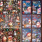 お買い得  ステッカー-クリスマスの窓用ウォールステッカー、スノーフレークの窓用ステッカー、跡が残らない取り外し可能なクリスマスデコレーション、ホリデー気分を盛り上げるデコレーション