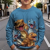 billiga Pojkens 3D-djur-Pojkar 3D Dinosaurie T-shirt Långärmad Vår Höst Mode Grundläggande Barn 4-12 år Rund hals Utomhus Ledigt Dagligen Normal
