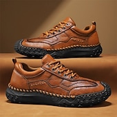 baratos Ténis para Homem-sapatos casuais masculinos marrons com cadarço e sola durável, calçados confortáveis para caminhadas ao ar livre, trabalho e uso diário