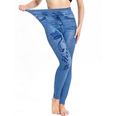  Naisten Leggingsit Ahdistuneet farkut Loma Vintage Vapaa-aika Täyspitkä Korka vyötärö Kukka Perhonen Elastinen vyötärönauha Tulostus Pehmeä Mukava Elastinen ulko- Katu Sininen taivaan sininen Kes