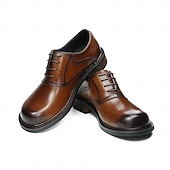 tanie Klasyczne Buty Eleganckie-Męskie skórzane półbuty wizytowe typu oxford – pierwsza warstwa skóry bydlęcej, klasyczny design typu brogs, sznurowane, formalne buty biznesowe do biura, na wesela i do profesjonalnego stroju