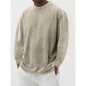 preiswerte Basic-T-Shirts-Herren T-Shirt Langarmshirt Langarm Rundhalsausschnitt Herbst Winter Retro Einfarbig Mode Designer Nostalgisch Mode Jahrgang Urlaub Straße Ausgehen Schwarz Himmelblau Olive Top T-Shirt für Herren