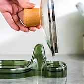 abordables Ustensiles et gadgets de cuisine-Support de spatule de cuisine multifonction, design de coquille transparente, support de couvercle de casserole, support de planche à découper, repose-cuillère, organisateur de rangement pour