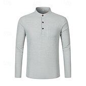 economico Camicie Popover da Uomo-Per uomo Camicia Camicia popover Camicia Estiva Camicia casual Camicia da Spiaggia Nero Bianco Vino Verde scuro Kaki Manica Lunga Semplice Colletto alla coreana Vacanza Camicia hawaiana Abbigliamento