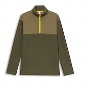 preiswerte T-Shirt mit Waffelstrick-Herren Waffelhemd T Shirt Halb-Zip-Shirt T-Shirt Langarm Viertelreißverschluss Herbst Frühling &amp; Herbst Farbblock Texture Mode Designer Basic Patchwork Farbblock Urlaub Straße Lässig Schwarz Koffee