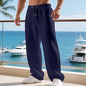 abordables Pierna Recta-Hombre Pantalones de Deporte Pantalones Pantalones deportivos de pierna recta Pantalones de gofres Correa Bolsillo Cintura elástica Plano Comodidad Deporte Diario Moda Casual Negro Blanco
