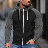 economico Felpa con cappuccio in pile-Per uomo Felpa con cappuccio Felpa con cappuccio a zip intera Felpa con cappuccio in pile Felpa con cappuccio foderata in pile Nero Borgogna Blu Grigio chiaro Grigio scuro Con Cappuccio Semplice
