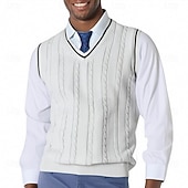 economico gilet da uomo-Per uomo Gilet Maglione elegante Maglione Maglione a maglia A Coste Treccia Maglia Top Regolari Lavorato a maglia Semplice Scollo a V Moda Casual Vacanza Abbigliamento quotidiano Abbigliamento