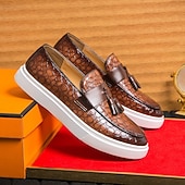preiswerte Freizeit-Loafer-Braune Herren-Loafer mit Krokodilmuster und Quasten – luxuriöse Slipper für Business, Abendpartys und formelle Anlässe