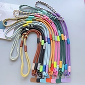 baratos Cordões de telefone e pulseiras-Nova corda longa, elegante e versátil para pendurar telefone, corda diagonal colorida com emenda dupla de dopamina, corda longa de emenda transversal