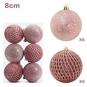 クリスマスツリーボールオーナメント12個、8cm/3.15インチのクリスマスデコレーション、グリッターペイント吊り下げセット お買い得  装飾品-クリスマスツリーボールオーナメント12個、8cm/3.15インチのクリスマスデコレーション、グリッターペイント吊り下げセット