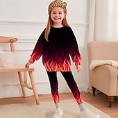 halpa Tytön 3D-näkö ja loisto-Tyttöjen 3D Kuvitettu Urheiluasu Verryttelypuvut Huppari &amp; leggingsetti Pitkähihainen Kevät Syksy Päivittäin Vapaa-aika Sukkahousut Lapset 4-12 vuotta Tiukka pyöreä kaula-aukko ulko- Loma Urheilu