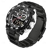 abordables Montres numériques-Sanda 6296 Montre à quartz électronique pour homme, résistante aux chocs, étanche, lumineuse, calendrier, numérique, décontractée