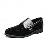abordables Semi-formel-Mocassins en daim pour hommes avec bride en cuir verni et boucle en métal, chaussures habillées à enfiler pour les affaires, les mariages et les événements formels