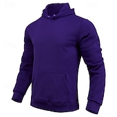economico Felpa con cappuccio in pile-Per uomo Felpa con cappuccio Maglione Felpa con cappuccio in pile Felpa con cappuccio foderata in pile Nero Bianco Giallo Rosa Rosso Con Cappuccio Semplice Tasca Sport &amp; Outdoor Casuale Quotidiano