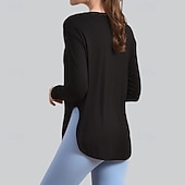 tanie Topy do jogi-Damskie Koszulki do jogi Topy treningowe Półgolf Oddychający Długi rękaw Sport Jednokolorowe Top Dla Siłownia Bieganie Zdatność Odzież sportowa