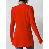 billige Blazere og dresser-Dame Blazer Bekvem Pustende Knapper OL-stil Fritid عادي Kontor Gate Avslappet Dagligdagstøy Enkeltkneppet Normal V-hals Normal Langermet Yttertøy Svart Hvit Rød Vår Høst