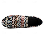 economico Mocassini casual-mocassini da uomo in jacquard multicolore con motivo a zigzag – scarpe casual slip-on alla moda per feste, vacanze e resort estivi