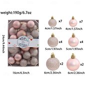 olcso Díszek-26 db-os karácsonyfa gömbdíszek, törésálló, függő dekorációs készlet karácsonyfára 4cm 5cm 6cm vegyes méretű színes ünnepi partidekoráció
