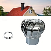 رخيصةأون مستلزمات المنزل-مروحة سقف متينة من الفولاذ المقاوم للصدأ مقاس 110 مم مع غطاء عادم دائري دوار لتهوية المدخنة الخارجية وغطاء المدخنة وغطاء مقاوم للحرارة والبرودة ومقاوم للتآكل وتهوية غير كهربائية
