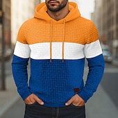 preiswerte Basic-Hoodies für Herren-Herren Kapuzensweatshirt Pullover Kapuzensweatshirt Weiß Gelb Armeegrün Rote Marineblau Mit Kapuze Farbblock Einfach Patchwork Farbblock Strukturiert Sport &amp; Outdoor Lässig Täglich Streetwear Cool