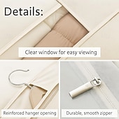 abordables Sac à Vêtements &amp; Housse-Ensemble de 3 sacs à vêtements suspendus peu encombrants avec fermeture éclair à compression automatique, housse anti-poussière pour manteaux, doudounes, organisateur de vêtements de placard avec