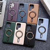 Phone Case For Samsung Galaxy S25 S25 Edge S24 S24 FE S23 Ultra Plus S22 Plus  Ultra Back Cover Magnetic Kickstand Shockproof Retro TPU PU Leather cheap Samsung Cases-Phone Case For Samsung Galaxy S25 S25 Edge S24 S24 FE S23 Ultra Plus S22 Plus  Ultra Back Cover Magnetic Kickstand Shockproof Retro TPU PU Leather