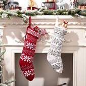 Lot de 2 bas de Noël tricotés, chaussettes de Noël en tricot flocon de neige rouge, décoration de vacances, sacs cadeaux suspendus pour enfants, cheminée &décorations d'arbre de Noël abordables Bas & Porte-bas-Lot de 2 bas de Noël tricotés, chaussettes de Noël en tricot flocon de neige rouge, décoration de vacances, sacs cadeaux suspendus pour enfants, cheminée &décorations d'arbre de Noël