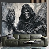 זול שטיחי קיר-גוֹבּלֶן באנרים שטיחי קיר שלד גותי פאנק אפל מסיבה חֲדַר שֵׁנָה רקעים לצילום עיצוב הבית