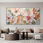 baratos Pinturas Florais/Botânicas-Pintura a óleo 3D feita à mão com composição floral, cores vibrantes e texturas ricas, criada usando a técnica de impasto, exibindo pétalas delicadas e tons vivos, perfeitas para decoração de casa