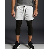 Недорогие Беговые штаны и леггинсы-Муж. Компрессионные штаны Лосины для бега 2 в 1 Завышенная Нижняя часть Одежда для спорта и отдыха Для спортивного зала Тренировка Осень Быстровысыхающий Дышащий