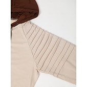 preiswerte Basic-T-Shirts-Herren T Shirt T-Shirt Langarmshirt Langarm Mit Kapuze Herbst Frühling &amp; Herbst Farbblock Schmale Falten Mode Designer Basic Schnürung Patchwork Urlaub Straße Lässig Schwarz Armeegrün Beige Top