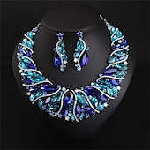 olcso Ékszerszettek-Ékszer készlet 2 Strassz Króm Fülbevalók Nyakláncok Női Elegáns Szüret Divat Régies stílus Klasszikus Ékszer szett Kompatibilitás Esküvő Parti Különleges alkalom