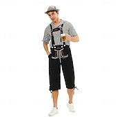 voordelige Heren-Carnaval Oktoberfest bier Oktoberfest Outfits Gemaskerd Bal Lederhosen Bavarian Duits Traditionele stijl Weiden Voor heren Carnaval Feest Halloween Doek in traditionele stijl Top Short Hoed