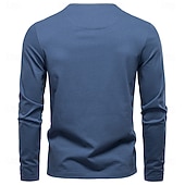 abordables T-shirts et débardeurs élites pour hommes-Homme Chemise en coton manche longue Couleur Pleine Frais Quotidien Occasionnel Boutons Henley École Entraînement Extérieur Toutes saisons Gris foncé Blanche Bleu T-shirt Henley