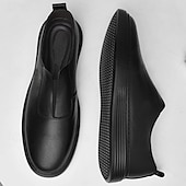 abordables Chaussures Décontractées Slip-On-Chaussures blanches à enfiler en cuir pour hommes - minimalistes et confortables, adaptées aux professionnels occupés au bureau et dans des environnements décontractés