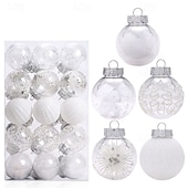 billige Ornamenter-30 stk. julekuler til juletreet, 6 cm/2,36 tommer juledekorasjon, malt, klart oppheng til kjæledyr, gavesett med julekuler til juletredekorasjon