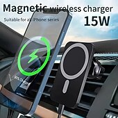 levne Držáky do auta-bezdrátová nabíječka do auta s rychlonabíjením, magnetický držák do výdechu auta kompatibilní s telefony Apple a Android