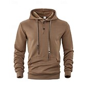 baratos hoodies básicos dos homens-Homens Moletom Moletom com capuz Preto Branco Amarelo Azul Marinha Café Com Capuz Tecido Jacquard Com Cordão Bolsos Estriado Desportos e Ar livre Diário Feriado Poliéster Roupa de rua Básico Casual