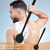economico Gadget bagno-spazzola da bagno in silicone con manico lungo – spazzola esfoliante per la schiena con setole morbide, adatta a tutti i tipi di pelle, resistente &amp;strumento per la doccia domestica igienico e facile