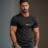 ieftine Tricouri și maieuri pentru bărbați de elită-Bărbați Imprimeu Tricou Tee Top 100% Bumbac Manșon scurt Grafic Cămaşă Alb Gri Tricou confortabil Stradă Sport exterior Îmbrăcăminte de designer de modă