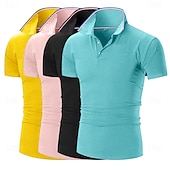 levne Pánské klasické polo-Pánské Golfová košile Polokošile Pique Obchod Ležérní Žebrovaný polo límec Krátký rukáv Módní Základní Pevná barva Knoflíky Vícebalení Léto Jaro &amp; podzim Celý rok Slim 1# 2# 3# 4# 5# 6# Golfová košile