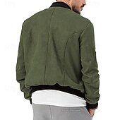 economico Giacche in Suede Sintetico-Per uomo Giubbotto bomber Giacca Casual Giacca in camoscio Vacanza Quotidiano Caldo Tasca Autunno Inverno Semplice Moda Classico Collo alla coreana Regolare Nero Rosso Blu marino Marrone Verde Giacca