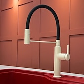 abordables Robinets de cuisine-Robinet de cuisine - Poignée unique à un trou Électroplaqué / Finitions peintes Extractible / Rétractable / Bec Standard / Arc haut / haut Ensemble central Moderne Contemporain Kitchen Taps