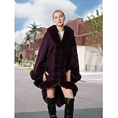 billige Pelssjal-Pelssjal Elegant Hold Varm Ermeløs Flaggermusermer Polyester Bryllup Wrap Med Ren Farge Til Spesiell Leilighet Høst vinter