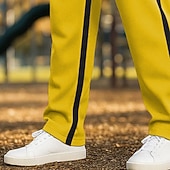 baratos Perna Reta-Homens Calças Esportivas Calças Calça de moletom de perna reta Cintura elástica Perna reta Bloco de cor Retalhos Conforto Respirável Comprimento total Ao ar livre Casual Diário Férias Esportes Preto