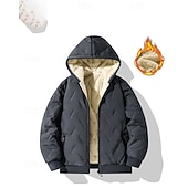 billiga Pojkars dunjacka och parka-Barn Pojkar Hoodiejacka Pufferjacka Ytterkläder Ensfärgat Långärmad Dragkedja Ficka Täcka Utomhus Dagligen Svart Grå Vinter 4 år +