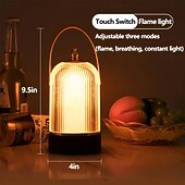 cheap Lamps &amp; Lamp Shades-Vintage Table LampPortable Cordless Lamp Touch Control Stepless Dimmer Rechargeable LED Birdcage Lamp Dimmable Flame Light for Home Bedroom Outdoor Nursery Camping Gift