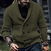 Муж. Кардиган Укороченный свитер Вязаный свитер Рельефный узор Вязать Обычные топы Карман Пуговицы Полотняное плетение Воротник шалевого типа Мода Классика Отпуск На каждый день Одежда Осень Зима Недорогие кардиган мужской свитер-Муж. Кардиган Укороченный свитер Вязаный свитер Рельефный узор Вязать Обычные топы Карман Пуговицы Полотняное плетение Воротник шалевого типа Мода Классика Отпуск На каждый день Одежда Осень Зима